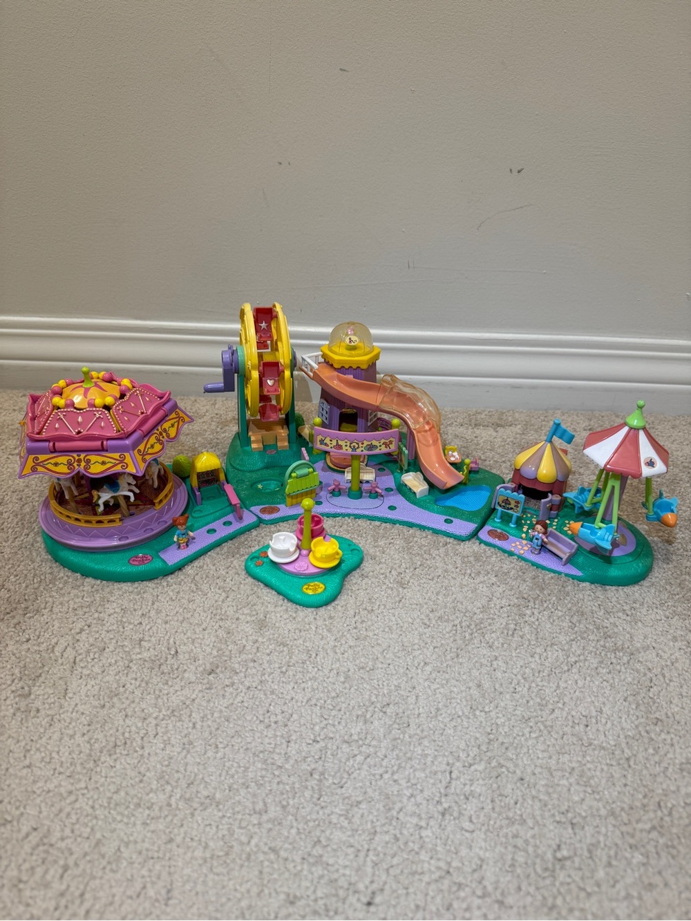 1996 Polly Pocket Fun Fair- Magical Carosel, Rides and Surprises and Rocket Ride
